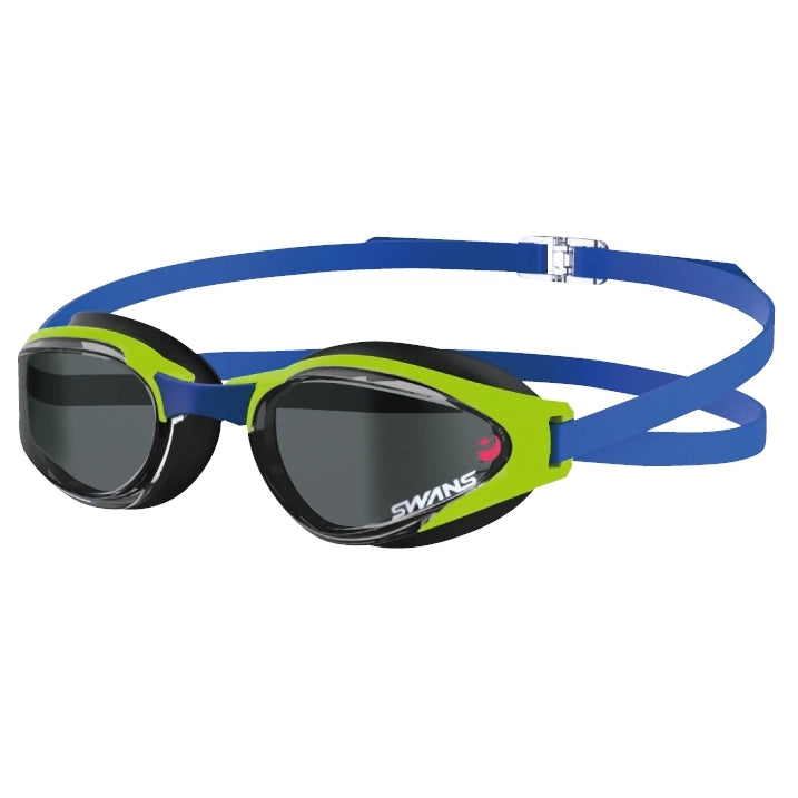 SWANS polarised swim goggles with blue and green frame